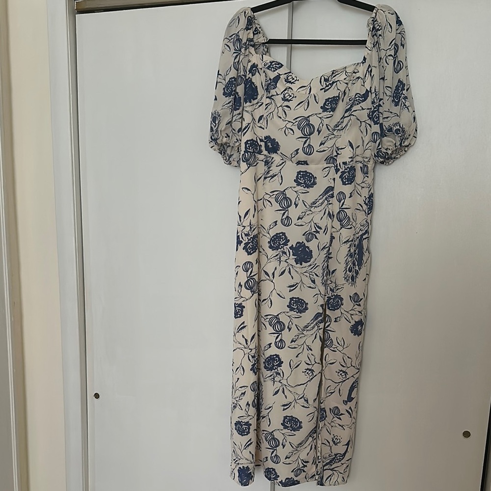 Abercrombie & Fitch Blue Midi Sundress with Puff Sleeves